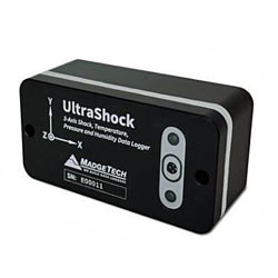 衝撃・振動データロガー UltraShock (3軸衝撃、温度・湿度・気圧) (ISO 17025 温度・湿度・気圧校正証明書付)